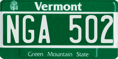 VT license plate NGA502