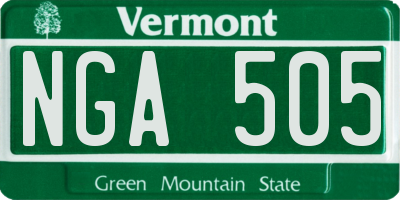 VT license plate NGA505