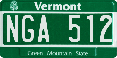 VT license plate NGA512