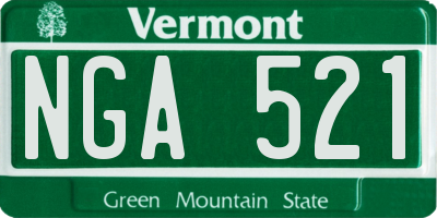 VT license plate NGA521