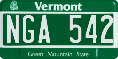 VT license plate NGA542