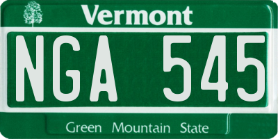 VT license plate NGA545