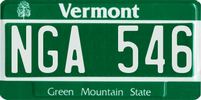 VT license plate NGA546