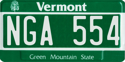 VT license plate NGA554