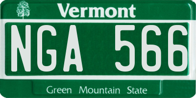 VT license plate NGA566