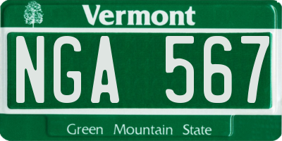 VT license plate NGA567