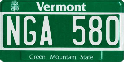 VT license plate NGA580