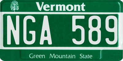 VT license plate NGA589