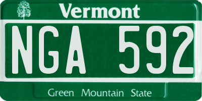 VT license plate NGA592