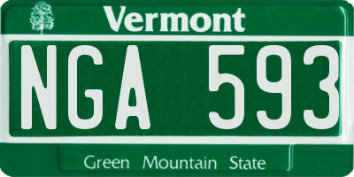 VT license plate NGA593