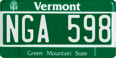 VT license plate NGA598