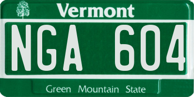 VT license plate NGA604
