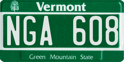 VT license plate NGA608
