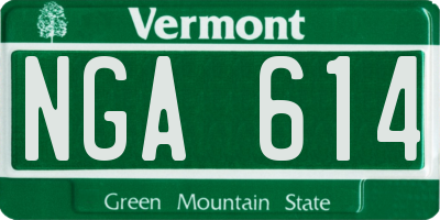 VT license plate NGA614