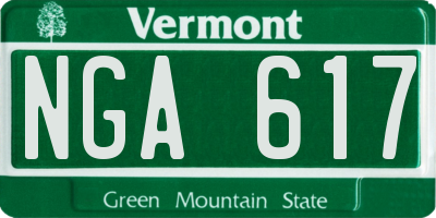 VT license plate NGA617