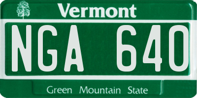 VT license plate NGA640