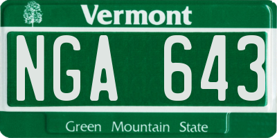 VT license plate NGA643