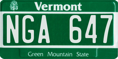 VT license plate NGA647