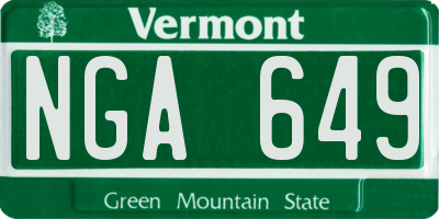 VT license plate NGA649