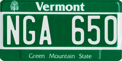 VT license plate NGA650