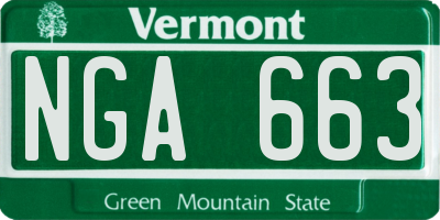 VT license plate NGA663