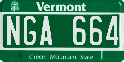 VT license plate NGA664