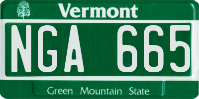 VT license plate NGA665