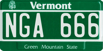 VT license plate NGA666