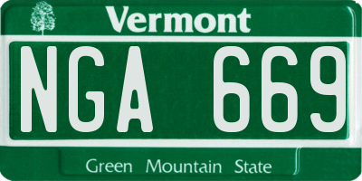 VT license plate NGA669