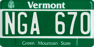 VT license plate NGA670