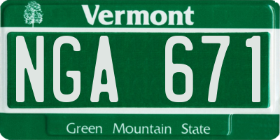 VT license plate NGA671