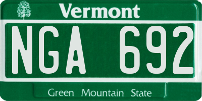 VT license plate NGA692
