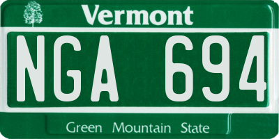 VT license plate NGA694