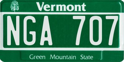 VT license plate NGA707