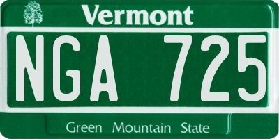VT license plate NGA725