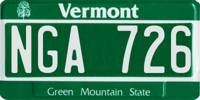 VT license plate NGA726