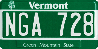 VT license plate NGA728