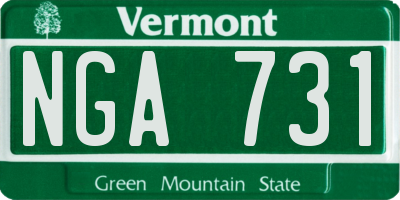 VT license plate NGA731