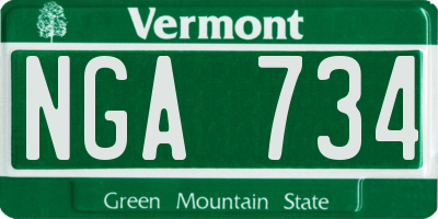 VT license plate NGA734