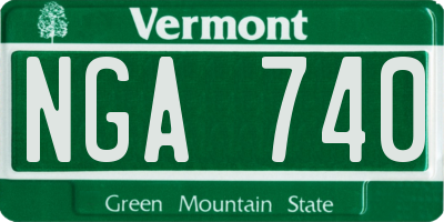 VT license plate NGA740