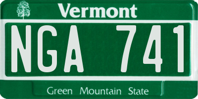VT license plate NGA741