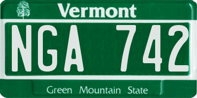 VT license plate NGA742