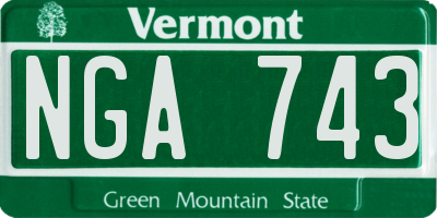 VT license plate NGA743
