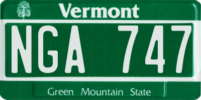 VT license plate NGA747