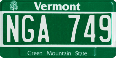 VT license plate NGA749