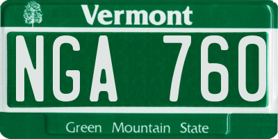 VT license plate NGA760