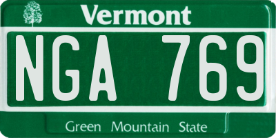 VT license plate NGA769