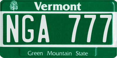VT license plate NGA777