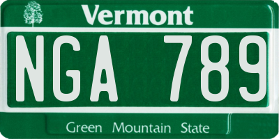 VT license plate NGA789