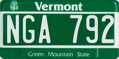 VT license plate NGA792